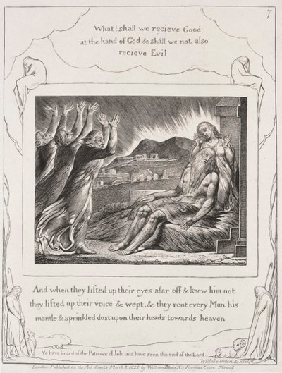 The Book of Job: Pl. 7, And when they had lifted up their eyes by William Blake