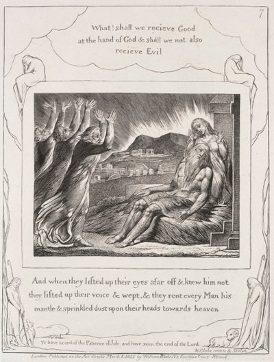 The Book of Job: Pl. 7, And when they had lifted up their eyes, 1825 by William Blake