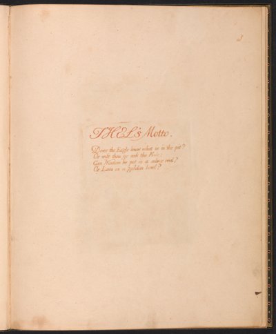The Book of Thel, Plate 1, Thels Motto... by William Blake