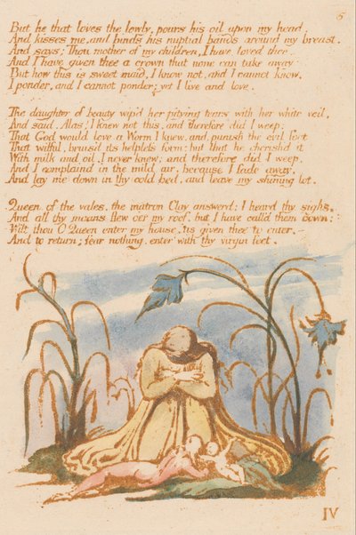 The Book of Thel, Plate 7, But he that loves the lowly . . . . by William Blake