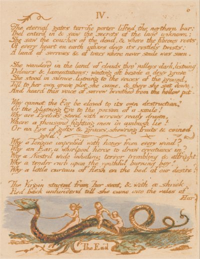The Book of Thel, Plate 8, IV. The eternal gates by William Blake