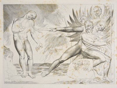 The Circle of the Corrupt Officials: The Devils tormenting Ciampolo (detail) by William Blake