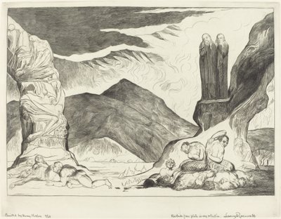 The Circle of the Falsifiers; Dante and Virgil Covering their Noses because of the Stench by William Blake