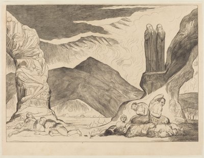 The Circle of the Falsifiers: Dante and Virgil Covering their Noses by William Blake