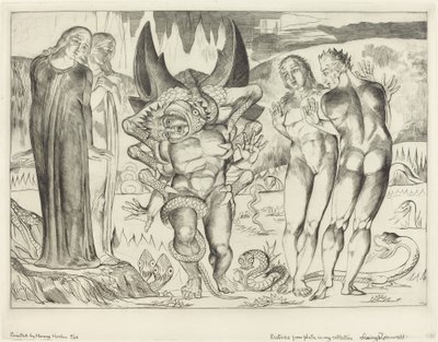 The Circle of the Thieves; Agnolo Brunelleschi Attacked by a Six-Footed Serpent by William Blake