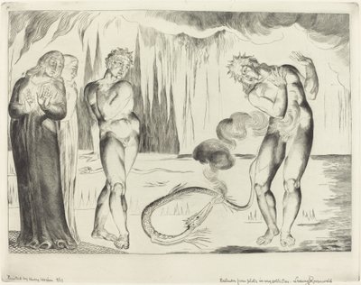 The Circle of the Thieves; Buoso Donati Attacked by the Serpent by William Blake