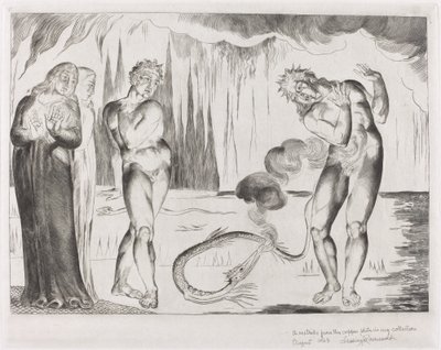 The Circle of the Thieves; Buoso Donati Attacked by the Serpent by William Blake