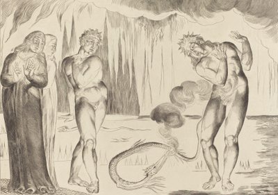 The Circle of the Thieves, Buoso Donati Attacked by the Serpent by William Blake