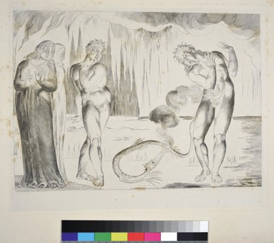 The Circle of the Thieves: Buoso Donati Attacked by the Serpent, Inferno, Canto XXV, illustration to the 