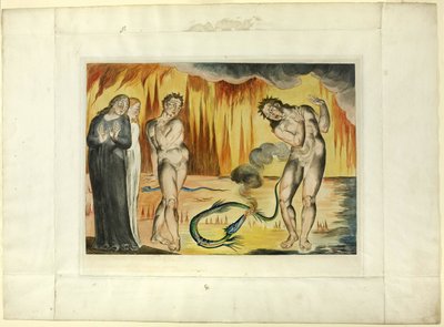 The Circle of the Thieves; Buoso Donati Attacked by the Serpent. Inferno, Canto XXV by William Blake