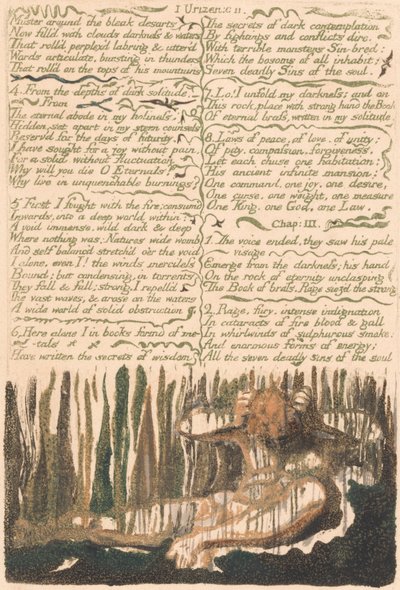The First Book of Urizen, Plate 4, "Muster around the bleak desarts . . . ." (Bentley 4) by William Blake