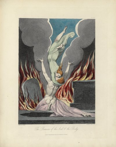 The Reunion of the Soul and the Body, Illustration from The Grave by Robert Blair, Engraved by Louis Schiavonetti by William Blake