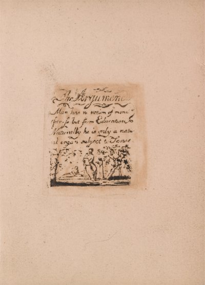 There Is No Natural Religion, Plate 2, The Argument.... (Bentley a3) by William Blake