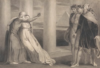 Tiriel Supporting the Dying Myratana and Cursing His Sons by William Blake