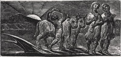 With Songs the Jovial Hinds Return from Plow, illustration from Dr. Thornton