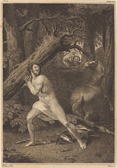 Orlando in a Fury Tearing up Trees by William Blake after Thomas Stothard