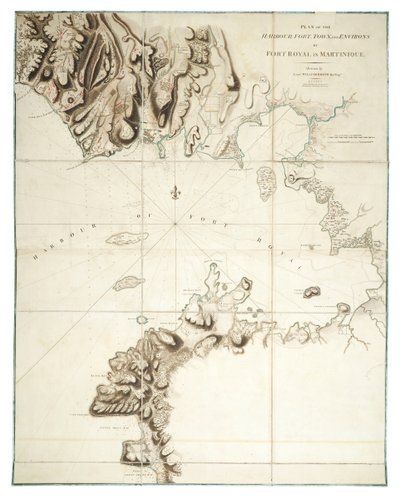 Plan of the Harbour, Fort, Town and Environs of Fort Royal in Martinique by William Booth