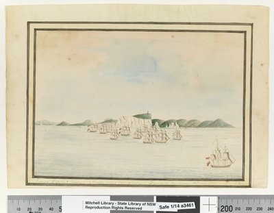 Sirius, Supply & Convoy: Needle Point ENE 3 Miles. Hyaena in Company. 13 May 1787 by William Bradley