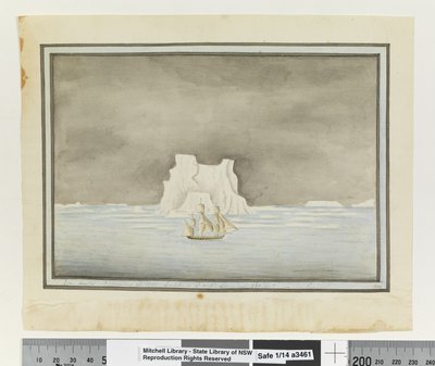 Ice passed November 25, 1788. Latitude 57 degrees 30 minutes South. Longitude 288 degrees 00 minutes East in the Sirius by William Bradley