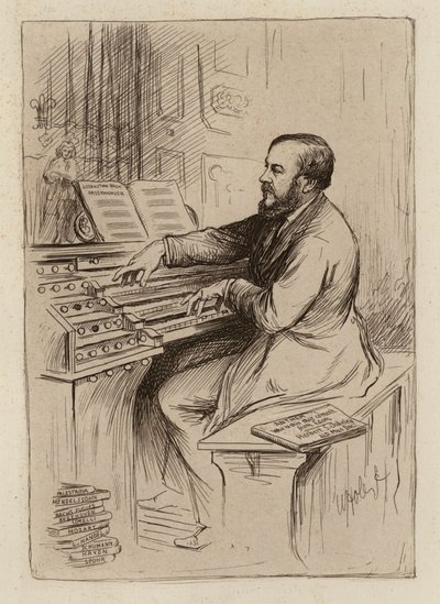 Sir Herbert Oakeley, Professor of Music (engraving) by William Brassey (after) Hole
