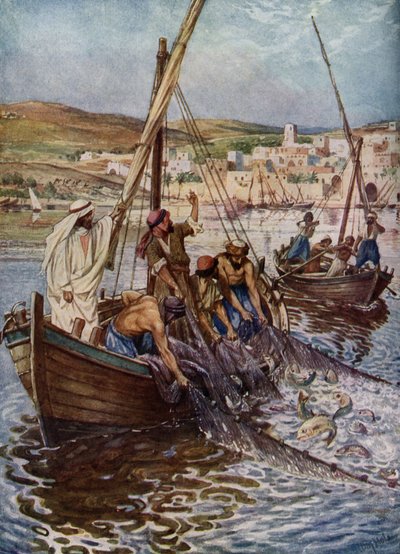Four Fishermen are Called as Disciples - Bible by William Brassey Hole