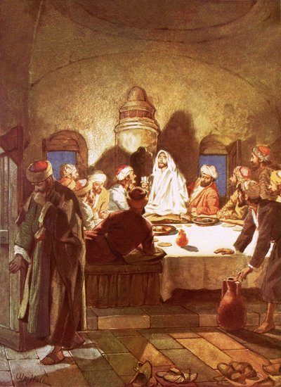 Jesus Breaking Bread and Giving His Disciples the Cup by William Brassey Hole