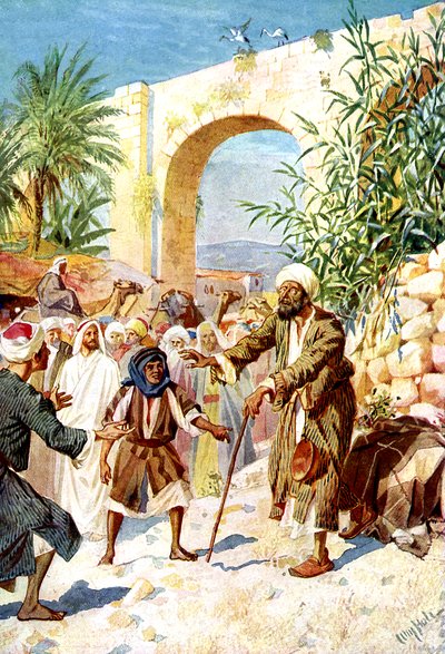 Jesus Cures a Blind Beggar - Bible by William Brassey Hole