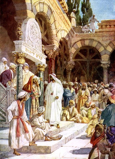 Jesus is Challenged by Priests and Scribes - Bible by William Brassey Hole