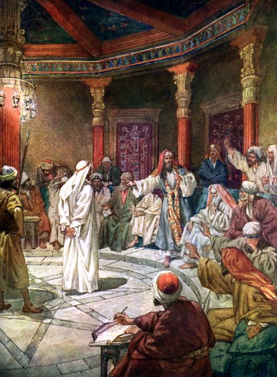 Jesus is questioned by the high priest Caiaphas by William Brassey Hole