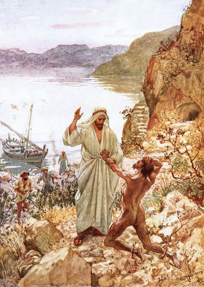 Jesus Meeting with a Demoniac in the Country of the Gadarenes by William Brassey Hole