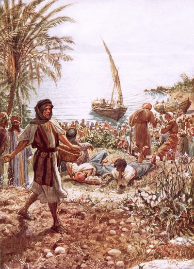 Jesus teaching from Peter