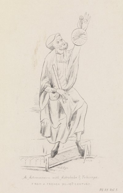 An astronomer with astrolabe and a telescope by William Brenchley Rye