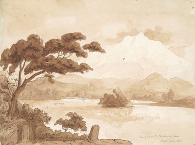 Landscape Scene with Lake and Mountains by William Brockedon