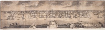 A South Prospect of Ye Flourishing City of New York in the Province of New York in America, engraved by John Harris, 1717-18 by William Burgis