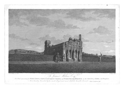 West View of King Edwards Chapel on Wakefield Bridge in the County of York, c1800 by William Byrne