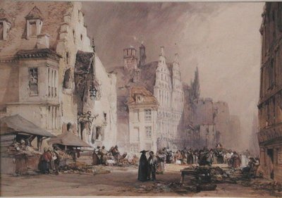 A Street Market in Ghent by William Callow