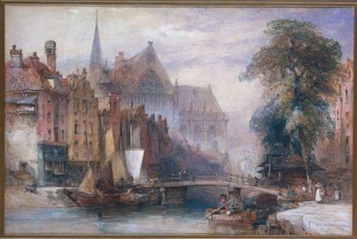 View of the Nieuwe Kerk and Nieuwezijds Voorburgwal in Amsterdam, from the North by William Callow