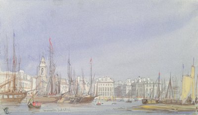 Marseilles, Shipping in the Inner Harbour, 28th July 1836 by William Callow