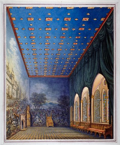 Proposed scheme for redecorating the Painted Chamber, Old Palace of Westminster, London, c1817 by William Capon