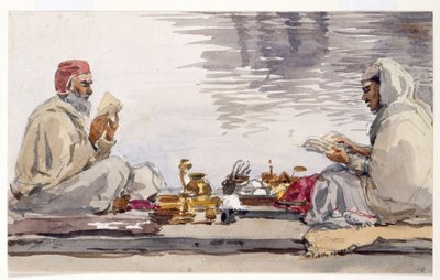 Two holy men reading the Granth Saheb, Umritsar by William Carpenter