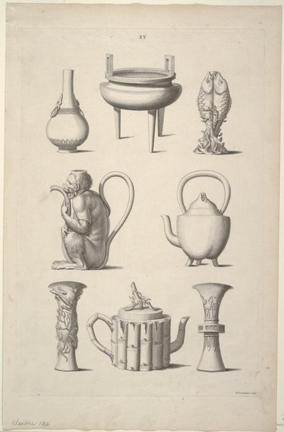 Designs for Tableware, Plate XV of Designs of Chinese Buildings, Furniture, Dresses, Machines and Utensils by William Chambers