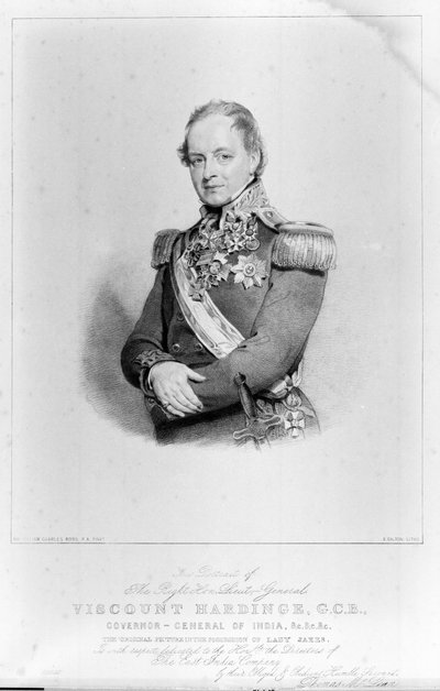 The Right Hon Lieut-General Viscount Hardinge, GCB, Governor General of India by William Charles (after) Ross