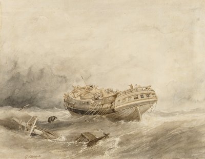 A Merchant Ship Derails in the Calm that Follows the Storm. Watercolor by Clarkson Stanfield by William Clarkson Stanfield