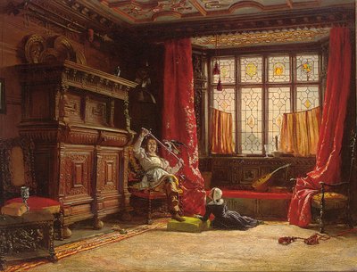 A Cavalier in a Darkened Interior, a Bird on His Sword by William Collingwood