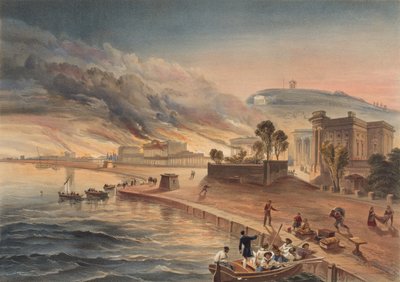 Burning of the Government Buildings at Kertch, 9th June 1855 by William Crimea Simpson