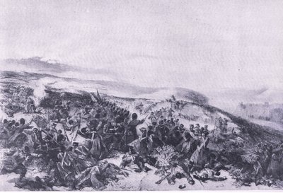 Second charge of the Guards, when they retook the two gun batteries at the Battle of Inkerman by William Crimea Simpson