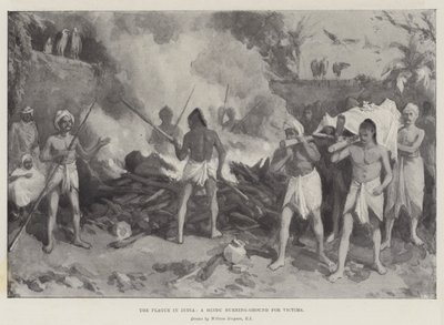 The Plague in India, a Hindu Burning-Ground for Victims by William Crimea Simpson