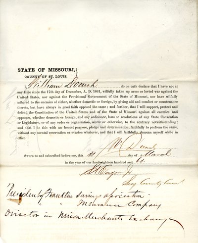 Loyalty oath of William D