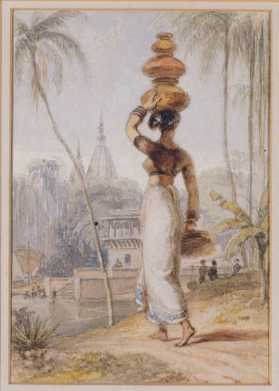 A Hindu Woman Carrying a Waterpot by William Daniell