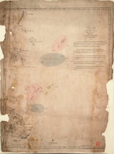 A Chart of the Islands in the China Sea Near the Straits of Malacca with the Positions of the English Fleet and the Squadron of Admiral Linois on the 14 & 15th February 1804 by William Daniell